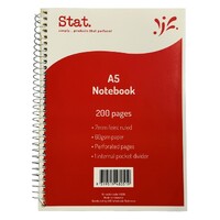 NOTEBOOK STAT A5 60GSM 7MM RULING BOARD COVER RED 200PG 5PK