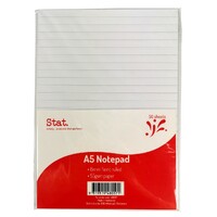 NOTEPAD STAT A5 55GSM 8MM RULING WHITE 50SHT