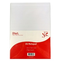 NOTEPAD STAT A4 55GSM 8MM RULING WHITE 50SHT