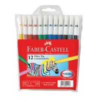 Marker Pen Fibre Tipped Washable Faber Castell 50155112 Wallet of 12 Assorted Colours 