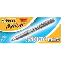 Marker Bic Mark It Permanent Fine 50262 Silver Box 12