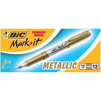 Marker Bic Mark It Permanent Fine 50272 Gold Box 12