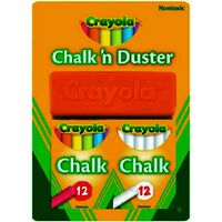 Chalk N Duster Crayola 516009 with pack 12 White and pack 12 Coloured sticks in Hangsell Blister Pack 