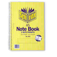 Spirax 570 Notebook A5 2 Note Pockets 200 Page Pack 5 