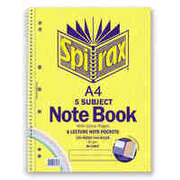 Spirax 596C Notebook 5 Subject Coloured Pages 250 Pages Pack 5