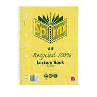 Spirax Lecture Book 814 Recycled A4 Perforated Punched 140 pages Pack 5