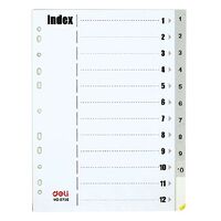 Dividers Grey 1 to 12 Tab PP Deli 5725