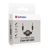 Audio Cable Aux 3.5mm Verbatim 75cm Retractable 66573