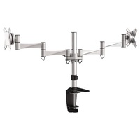 Brateck Dual Monitor Elegant Aluminium w/Arm&Desk Clamp Silver VESA75/100mm Up to27"