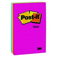 Post It Note 3M 660 3AN 98mm x 149mm Assorted Neon Pack 3