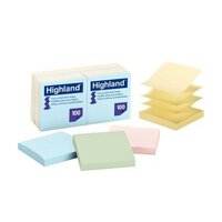 Paper Note Highland 6549 5PUA 73mm x 73mm Pastel Colours 500 Sheets Pack 12 