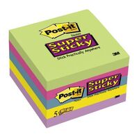 Post It Note 3M 654 5SSUC Super Sticky 76 x 76mm Pack 5 Ultra Colours Rio De Janeiro 