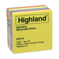 Paper Note Highland 6549 5A 73mm x 73mm Bright Colours 500 Sheets