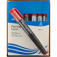 Initiative Permanent Marker Chisel Red Box 12 