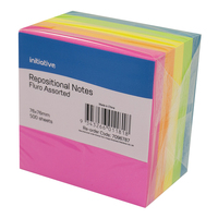 Initiative Repositional Notes Fluro Assorted 76x76mm