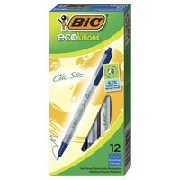 Pen Bic Ecolutions Clic Stic 17930 Blue Box of 12