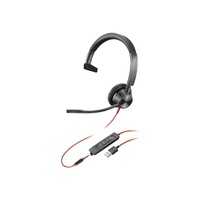 HP POLY BLACKWIRE 3315 UC , MONO , CORDED HEADSET , 3.5MM & USB-A