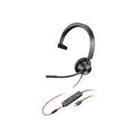 HP POLY BLACKWIRE 3315 UC , MONO , CORDED HEADSET , 3.5MM & USB-C