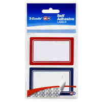 Label Quik Stik Flat Pack MR4875 Blue/Red Border Pack Of 12 Labels