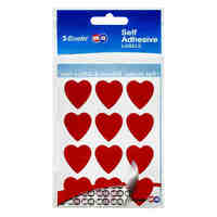 Label Quik Stik Flat Pack Heart Red Pack of 48 Labels