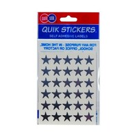 Label Quik Stik Flat Pack Star Silver Pack of 150 OFFICE SUPPLIES>Labels