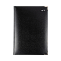Diary Collins Management A4 Day to page Bonded Black Leather Silver Edge Y2023 149B99