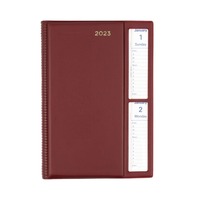 Diary Collins Belmont A5 2 Days To A Page Windowface Cherry Red Y2023 287WV78
