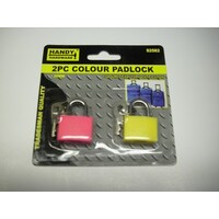 Padlock 20mm Handy Hardware Coloured For Easy Identification 82582 Pack 2