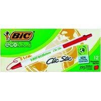 Pen Bic Ecolutions Clic Stic 879311 Red Box 12