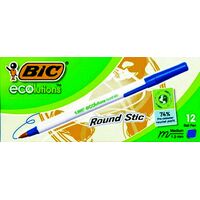 Pen Bic Ecolutions Round Stic 880437 Blue Box 12