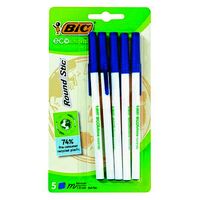 Pen Bic Ecolutions Round Stic 880537 Blue Pack 5