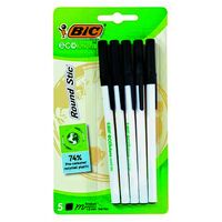 Pen Bic Ecolutions Round Stic 880538 Black Pack 5