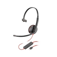 HP POLY BLACKWIRE 3310, UC, MONO USB-C CORDED HEADSET, INCLUDING USB-A ADAPTOR