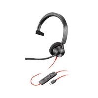 HP POLY BLACKWIRE 3310 MS MONO USB-C CORDED HEADSET, INCLUDING USB-A ADAPTOR