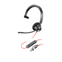 HP POLY BLACKWIRE 3310 MS MONO USB-C CORDED HEADSET, INCLUDING USB-A ADAPTOR