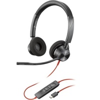 HP POLY BLACKWIRE 3320, UC, STEREO USB-C CORDED HEADSET, INCLUDING USB-A ADAPTOR