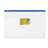 Clear Case A4 Document with Plastic coloured zip Marbig 9008001 Blue 