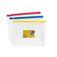 Clear Case A5 Document with Plastic coloured zip Marbig 90082 Assorted