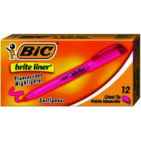 Highlighter Bic Brite Liner 65554/91281 Pink Box 12