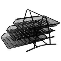 Document Tray 3 Tier Mesh Black Deli 9181