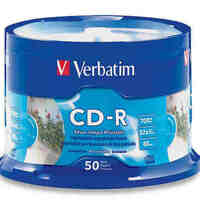 CD Recordable Verbatim Inkjet Printable Silver Surface 52X Speed 95005 Spindle 50