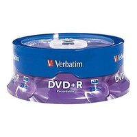 DVD Plus Recordable Verbatim 4.7GB 16X Speed 95033 Spindle 25