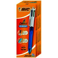 Pen Bic 4 Colour Grip 24541 Translucent Barrel Tip Box 10 Medium 