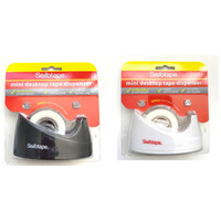 Tape Dispenser Sellotape Mini Desktop with 19mm x 25M Roll and Suction Base Silver or Blue Hangsell 