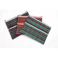 Pencil Case Marbig Tartan 2 Zip Giant 375 x 264mm 974433 Pack 12