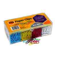 Paper Clip Marbig Vinyl Coated 33mm Assorted Colours 975262 Box 800