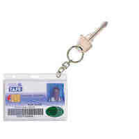 Card Holder ID Credit Fuel with Key Ring Rexel 9801912 Pack 10 Clear Hard Plastic 