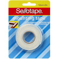 Mounting Tape Double Sided Foam Sellotape 12mm x 2m Card 1