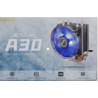 Antec A30 Air CPU Cooler, 92mm Blue LED 36CFM, Copper Heatpipe. Intel LGA: 775, 115x, 1200, 1700. AMD: AM2(+), AM4, FM1, FM2 +   3 Years Warranty