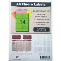 Label Laser Inkjet Copier Stationers Supply compatible with Avery L7163 14 Per Sheet Pack 25 Fluoro Green 